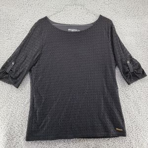 Karl Lagerfeld Paris Womens Size Large Lace 3/4 Sleeve Black  Blouse